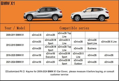 Kayme 6 Layers SUV Car Cover Custom Fit for BMW X1 (2009-2025) Waterproof All Weather for Automobiles, Outdoor Full Cover Rain Sun UV Protection.Silver - size: 6. Custom Fit BMW X1