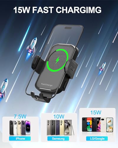 Wireless Car Charger,15W Fast Charging Auto Clamping Phone Holders for Your Car Compatible with iPhone 16/15/14/13, for Samsung Galaxy S24 Ultra S23 S22 S21, S20, S10+, Blue - color: Blue