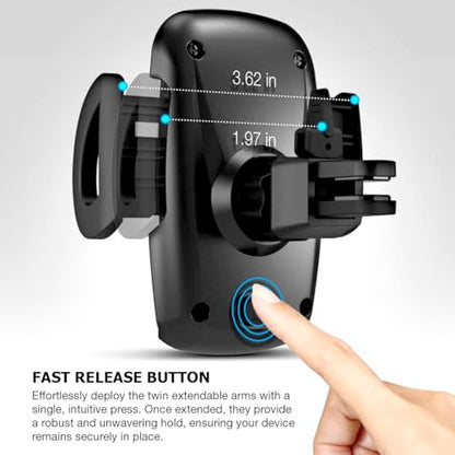Air Vent Car Phone Holder, Automobile Cradle Mount Compatible with iPhone Galaxy Android, Pixel, LG and Other Smartphone - Black