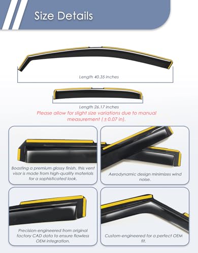 in-Channel Window Rain Guard for Fit for Dodge Durango 2011-2023 2024 2025 2026 Rain Guards Side Window Visors Low Profile Vent Visor Window Deflectors Vent Shades Car Accessories - size: 2011-2026 Dodge Durango