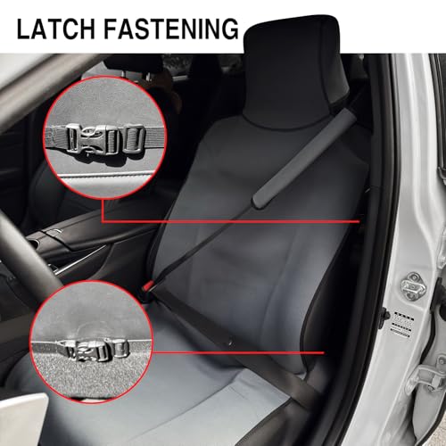 Universal Cloth Car Seat Covers Full Set with Buckle Fastening, Water-Resistant Fabric Auto Interior Protector – Fits Most Cars, SUVs, Trucks (Grey) - style: Grey
