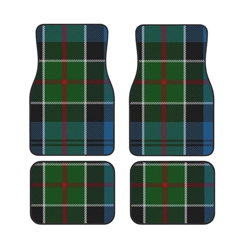 Kirkpatrick Tartan Car Foot Pad 4pc Set - Thick Rubber Floor Pad Suitable for Off Road Trucks, Home Suvs, and Daily Commuters