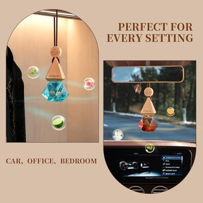 Car Air Freshener Hanging Diffuser with Natural Essential Oil, Ebony Agarwood Scent Car Fresheners, Long Lasting Car Smell Air Fresheners, Car Air Fresheners for Women & Men (Ebony Agarwood)