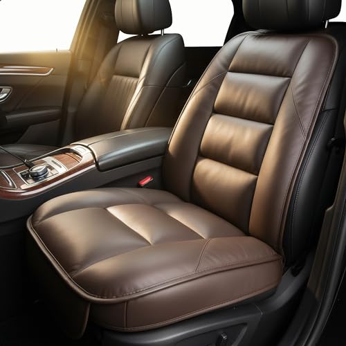 CORRIDOR Genuine Leather Seat Cushion for Car - Handmade - Relieve Hip, Pressure and Sciatica Pain - Ideal for Lower Back Pain - for Office Chair and Car Seat (Coffee Brown, Seat + Backrest) - color: Coffee Brown, size: Cushion + Backrest