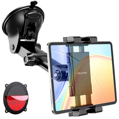 OHLPRO Tablet Holder for Car Dashboard & Windshield, Long Arm Suction Cup Tablet Mount Fits 5-17" iPad Pro/Air/Mini, Stable iPad Car Mount for Truck/SUV/Semi, Ideal Tech Gift for Drivers & Traveler - size: for 5-17'' Device