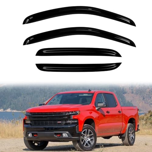 4PC Rain Guards for Crew Cab Only 07-13 Chevy Silverado GMC Sierra 1500 2500HD 3500HD Window Visors for Suburban Yukon XL 1500 2500 Deflectors Sun Shades Vent Tape On Out Channel - size: 07-13 Chevy Silverado Gmc Sierra Crew Cab