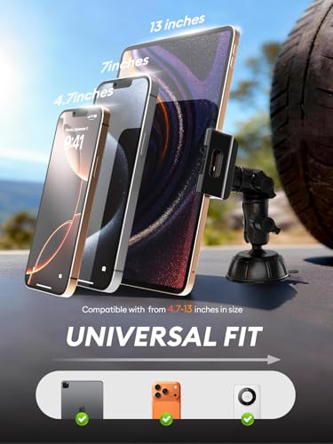 OHLPRO Heavy Duty Tablet Holder for Car Truck Dashboard Windshield, 360° Rotatable iPad Car Mount with Long Arm & Strong Suction Cup, Tablet Stand for iPad Pro 12.9 Air Mini Galaxy Tab 4.7-13” - size: for 4.7-13'' Device
