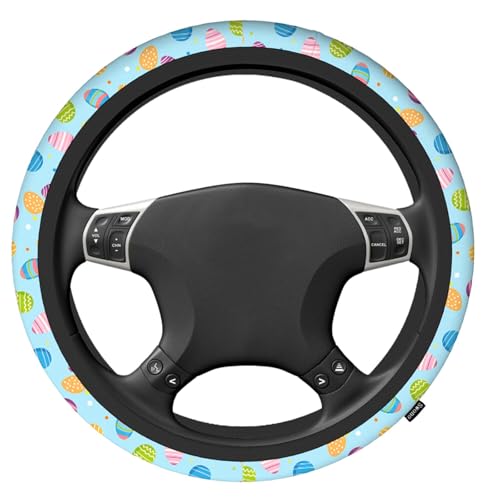 Swono Easter Eggs Steering Wheel Cover, Colorful Easter Eggs Breathable Auto Car Steering Wheel Cushion Case for Men Universal 15 Inch Steering Wheel Protection - color: Easter Eggs