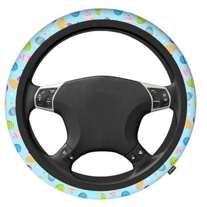 Swono Easter Eggs Steering Wheel Cover, Colorful Easter Eggs Breathable Auto Car Steering Wheel Cushion Case for Men Universal 15 Inch Steering Wheel Protection - color: Easter Eggs