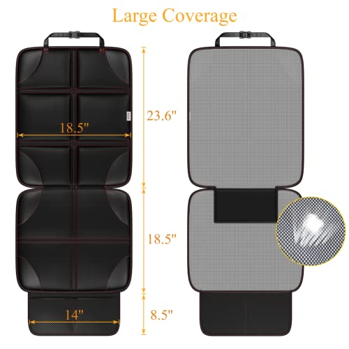 Meolsaek Car Seat Protector, Non-Slip Backing Will Not Leave Imprint, Waterproof Thicker Car Seat Cover for SUV, Sedan, Truck, Leather Car Seat Cushion (Black with Red Stitching 1pc) - color: Black with Red Stitching 1pc
