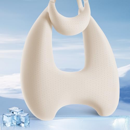 Memory Foam Kids Travel Pillow, Car Pillow for Kids, H-Shape Car Pillows for Sleeping, Removable Pillowcase, Adjustable, Porous Dots, Beige - color: Porous Dots Beige