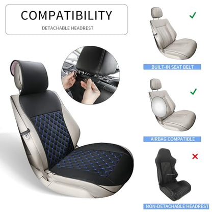 2pcs Car Seat Covers,Leather Water Proof Material No Slip Soft Car Seat Protector Side not Wrapped,for Car with Airbags,Seat Covers Universal for Most Automotive,Suvs,Vans,Trucks (Black-Blue) - color: Black-Blue