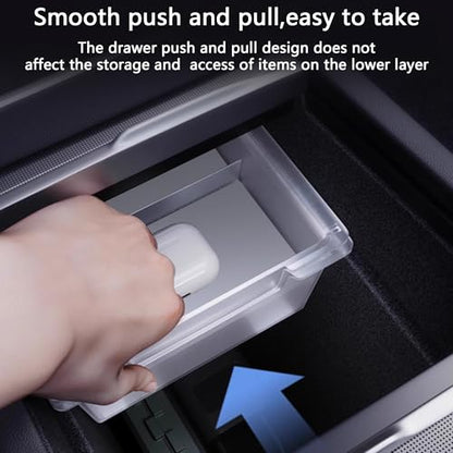 2PC Center Console Organizer Tray for Tesla Model Y Juniper 2025 2026 Flocked Armrest Drawer Storage Box Interior Accessories - size: 2PC Center Console Organizer