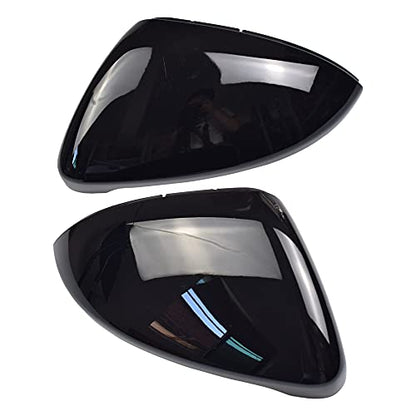 1 Pair Black Rearview Mirror Cover Left Right Side Mirror Covers Caps for VW Golf MK7 7.5 GTI 7 Golf 7 R (Black) - color: Black