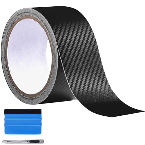 LZLRUN Free Tool Kit 3D Carbon Fiber Vinyl Tape for Black Out Chrome Delete Window Trim Door Trim Universal Chrome Black Dry Carbon Fiber Detailing Tape Overlay Wrap (2Inches x 30Feet) - color: 3d Carbon Fiber, size: 2Inches x 30Feet