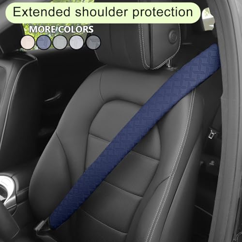 2PCS Extra Long Car Seatbelt Cover, 29.53 inches Soft Leather Vehicle Safety Seat Belt Strap Cushion, Comfortable Auto Shoulder Neck Chest Protection Pads Accessories, Extremely Long (Blue) - color: Blue/29 inches