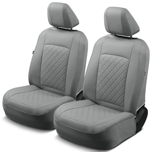 GIANT PANDA Front Seat Covers for Nissan Rogue Altima Sentra Versa Kicks Frontier Murano Pathfinder Maxima,Faux Leather Bucket Seat Cover Fit Nissan Seat Protectors (Gray Diamond) 2-Pack - color: Gray-Diamond