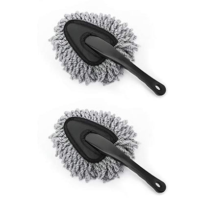 MoKo Car Duster, 2 Pack Super Soft Microfiber Dash Duster Detail Brush Set Interior Exterior Cleaning Dusting and Washing Tool for Car Motorcycle Automotive Dashboard Air Vents - Gray