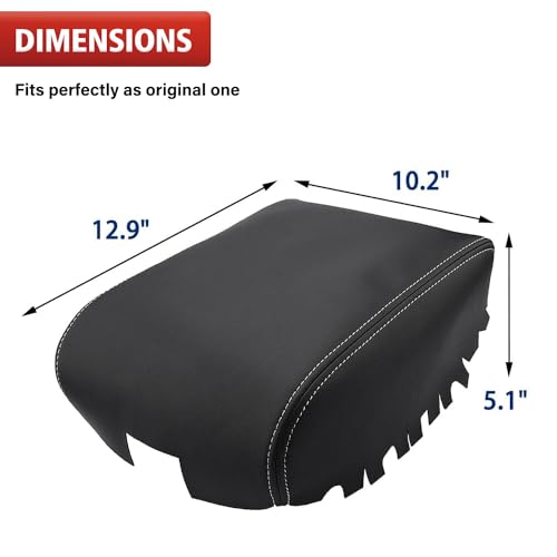 KBH Center Console Cover Replacement for Infiniti QX60 / JX35 & Nissan Pathfinder 2013-2020, Vinyl Leather, Car Armrest Upholstery, Anti-Scratch, Black-Gray Stitch - color: Black-Gray Stitch
