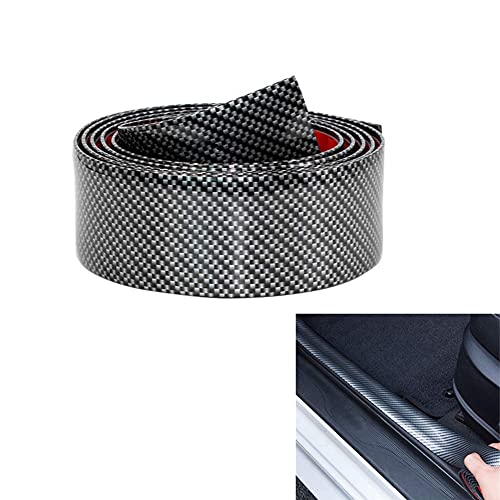 Universal Carbon Fibre Car Door Entry Guards Protector, Flexible Self-Adhesive Car Door Sill Sticker for Car SUV Truck Door Entry Guards (Black, 5×250cm / 2×98.4"(W×L)) - color: Black, size: 2 × 98.4 in (W×L)