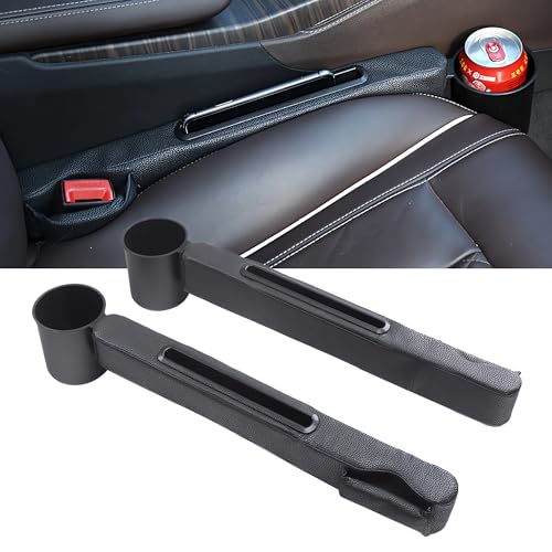 Car Seat Gap Filler 2 Pack,Car Seat Gap Filler Organizer,Car Seat Gap Plug with Storage Slot,3 in 1 Car Seat Gap Filler with Cup Holder,Prevent Small Items from Falling(Black) - color: Black2