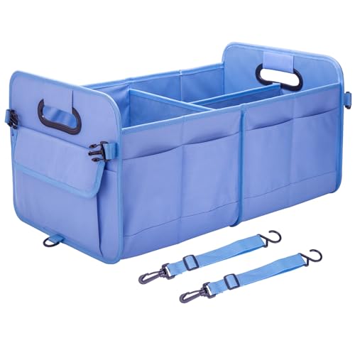 titiyiof Trunk Organizer For Suv & Sedan,Car Organizers and Storage, Waterproof Collapsible & Adjustable Straps,70L Sturdy Car Organization for Car Accessories, Tools,Sundries,2-3Compartment（Blue - color: Light Blue, size: Large (70L)