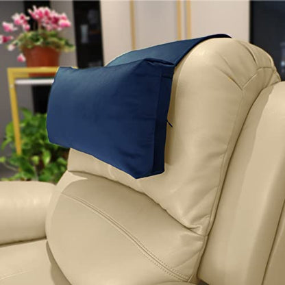 Adjustable Headrest Pillow for Recliners and Armchairs - Non-Slip Velvet Cushion for Neck Support and Pain Relief (Navy) - color: Navy