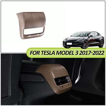Rear Air Outlet Vent Trim Cover, Rear Air Condition Vent Cover Trim, Rear Center Console Air Vent A/C Cover Trim for Tesla Model 3/Y 2017-2023 (Wood Grain) - color: Pear Wood Texture