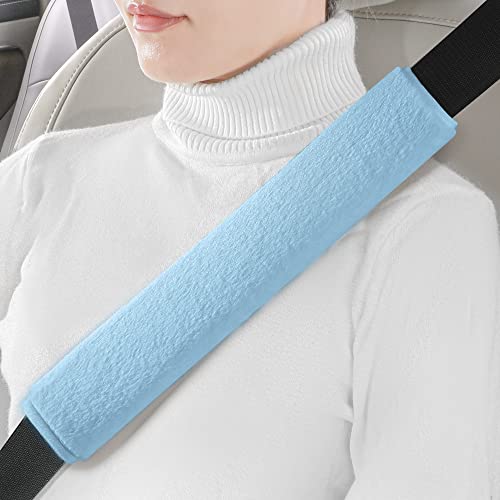 LACDL Extra Long Seatbelt Cover Super Soft Furry for Adults Kids Women & Men, Thick Plush Full Car Seat Belt Strap Cushion, Fluffy Shoulder Pad Protector, Auto Interior Accessories, Blue, 13in, 2pcs - color: Blue, size: 13in - 2pcs