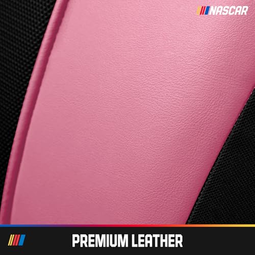 NASCAR Car Seat Covers, Pink Leather and Mesh Seat Covers, Universal Fit Front Seat Covers for Cars with Airbag-Compatible Design, Durable Racing-Inspired Car Interior for Cars, Trucks & SUVs - color: Pink