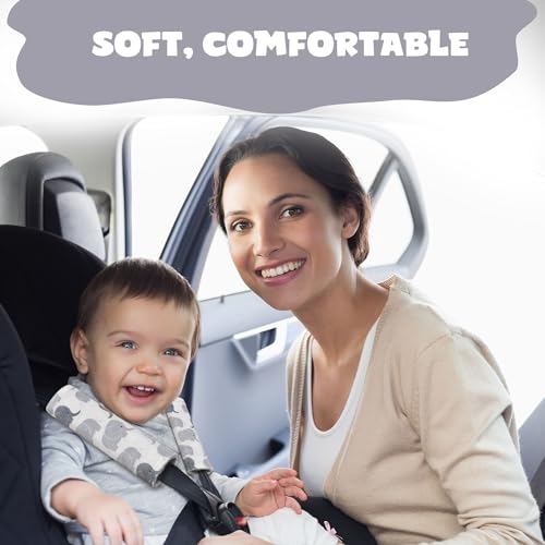 Car Seat Strap Covers for Babies Soft Car Seat Belt Covers, Mink Car Seat Straps Shoulder Pads for Boys and Girls, Grey - color: Grey