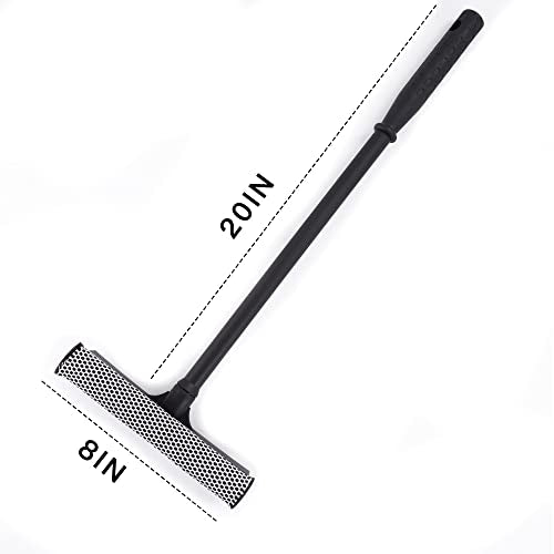 Matthew All Purpose Window Squeegee w/Premium Microfiber Cloth,Car Squeegee Windshield Cleaning Sponge and Rubber Squeegee,2-in-1 Window Cleaner Sponge(8'') and Soft Rubber with Pole 20''(1Pack) - size: 8'' Blade