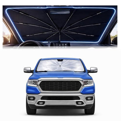 2026 Upgraded Car Windshield Sun Shade Umbrella - Custom-Fit for Dodge Ram 1500 2019-2024 Umbrella Sunshade,Easy Install,UV Protection & Heat Reflective,Keep Interior Cooler with Storage Bag - size: For Dodge Ram 1500 2019-2024