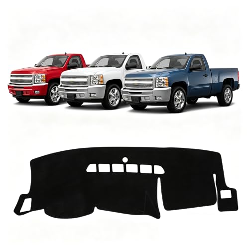 Newly Released Dash Cover for 2007-2013 Chevy Silverado/GMC Sierra (Only Fit 07-13 Silverado/Sierra with 2 Glove Boxes) Dashboard Cover Accessories for Silverado/Sierra Dash Mat Dashboard Cover Mat - size: Silverado/Sierra 07-13(Black)
