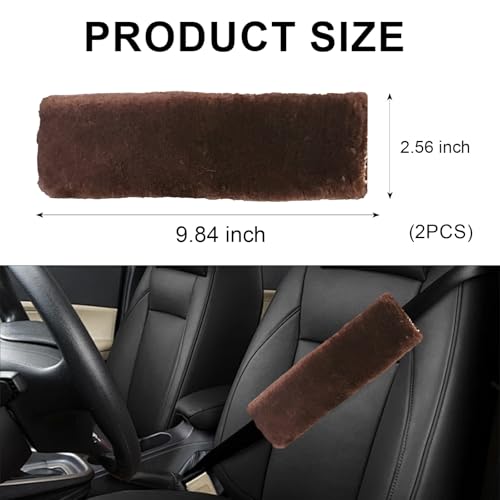 2 Pack Car Seatbelt Covers Shoulder Pad, Soft Faux Sheepskin Seat Belt Shoulder Cover for a Comfortable Driving, Seat Belt Shoulder Strap Covers Helps Protect Your Neck and Shoulder (Coffee) - color: Coffee