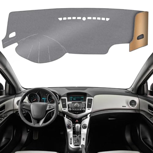 Dashboard Cover Dash Mat Fit for Chevy Cruze 2015-2011 (for Left Hand Drive), Car Dash Board Mat Anti-Glare Carpet,Non-Slip Pad Sunshield Protector (Grey) - color: Gray, size: Fit 11-15 Cruze