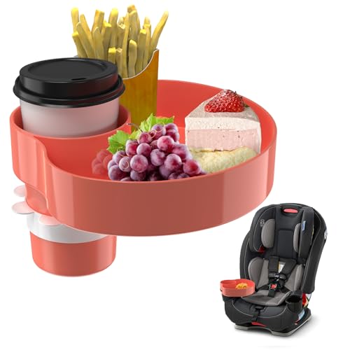 Kids Car Seat Tray, Travel Tray with Cup Holder for Toddler Baby, Kids Car Seat Food Snack Organizer for Road Trip, Stroller snack Organizer Travel Must Haves Toddler Must Haves (Orange) - color: Orange, size: 1 Pack