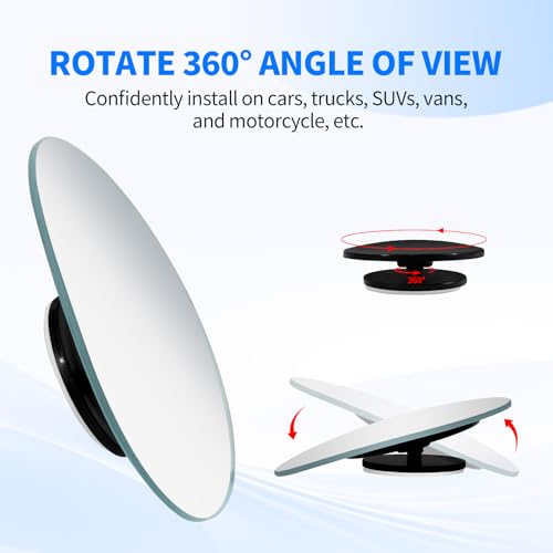 2 PCS Car Blind Spot Mirror, HD Frameless Convex Glass Angle Adjustable, Self-adhesive Back Auxiliary Reverse Mirror Wide Angle Side Mirrors Universal Car Exterior Accessories (Oval) - size: Oval
