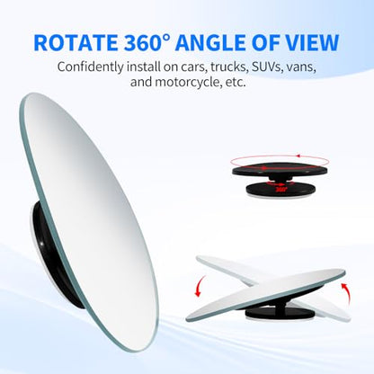 2 PCS Car Blind Spot Mirror, HD Frameless Convex Glass Angle Adjustable, Self-adhesive Back Auxiliary Reverse Mirror Wide Angle Side Mirrors Universal Car Exterior Accessories (Oval) - size: Oval
