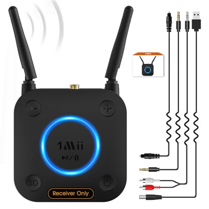 [Upgraded] 1Mii B06Pro Long Range Bluetooth Receiver, HiFi Wireless Audio Adapter, Bluetooth 5.3 Receiver with 3D Surround aptX HD Low Latency Optical RCA AUX 3.5mm Coaxial for Home Stereo System - color: B06Pro Black