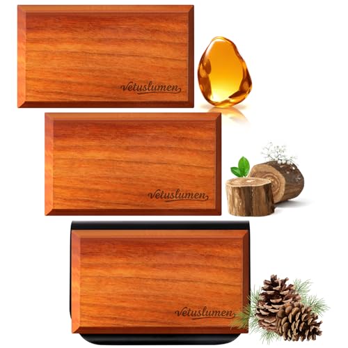 Car Air Freshener - 3 Pack (Amber-Teak-Pine) Wooden Air Freshener, Natural Essential Oil Scents, Car Accessories for Women, Smell Good Premium Automotive Gift Set - Metal Clip Included - style: 3 Pcs