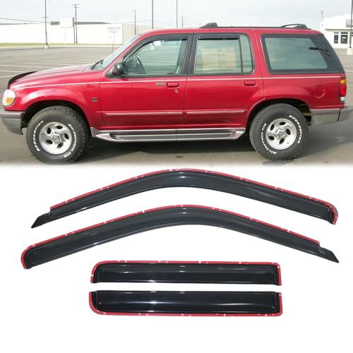 4pcs Original Shatterproof Side Window Wind Deflectors for Explorer 91-01,Tape-on Rain Guard Sets,Window Visors for Cars,Vent Deflector for 91-01 Explorer 01-05 Sport Trac 97-01 Mountaineer 94074 - size: for Ford Explorer 91-01