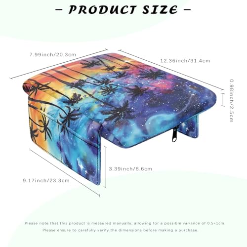Coconut Tree Center Console Armrest Cover 300D Polyester Fabric Middle Console Lid for Most Vehicles with Side Pockets Interior Accessories Prevent Scratching - color: Coconut Tree