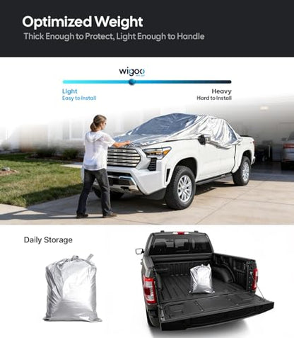 Wigoo Toyota Tacoma Car Cover 2016-2026, Custom Fit Waterproof All Weather Outdoor Full Exterior Truck Cover, Windproof UV Rain Snow Dust Protection, Paint-Safe Lining, Door Zipper, Tacoma Accessories - size: For Tacoma (2016-2026)