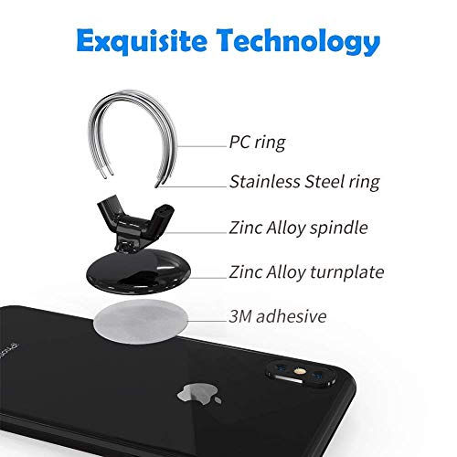 AirFly Phone Finger Ring Holder, 4 in 1, Universal Metal Phone Ring, Table Stand Kickstand, Car Vent Mount, Finger Grip Compatible All Smartphones (Rose) - size: Rose Universal