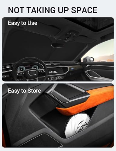 Proadsy Windshield Sun Shade for Audi Q3 2019-2025 2026 Foldable Front Sunshade Protector Sun Visor Keep Car Cooler Accessories - size: Audi Q3 2019-2026