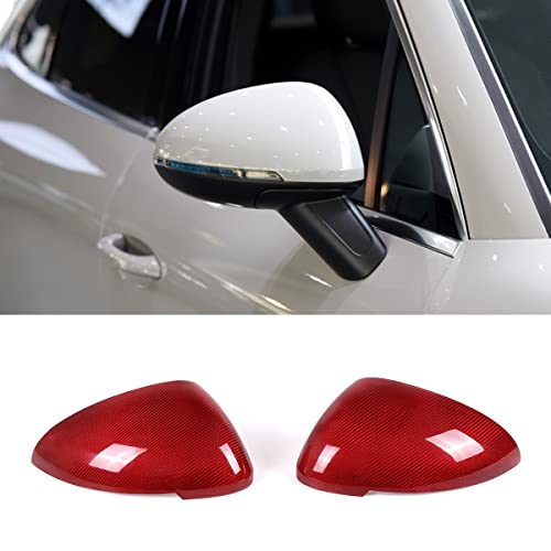 Auto Rearview Mirror Housing Outside Trim,Real Carbon Fiber Decoration,Fit for Porsche Macan 2018 2019 2020,Car Exterior Accessories 2PCS (Red Carbon Fiber) - color: Red carbon fiber
