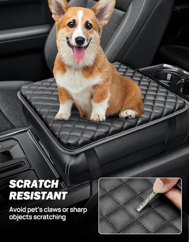 JOYTUTUS Center Console Cover for Full Size Truck, Leather Arm Rest Covers Armrest Cover for Car, Middle Console Cover Lid, Car Arm Rest Cushion Pad, Car Black Accessories - size: 13.78" x 13.78"
