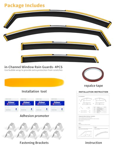in-Channel Window Rain Guards Fit for Chevy Chevrolet Malibu 2016-2025 (9 Gen),Extra Durable Window Visors Window Deflectors Vent Visors Vent Shades Car Accessories-4 pcs - size: Fit for 2016-2025 Chevy Malibu(9 Gen)