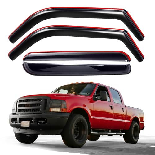 in-Channel Window Rain Guards Fit for 1999-2016 Ford F250 F350 F450 F550 Crew Cab, Window Deflectors Vent Visors for F-250 F-350 F-450 F-550 Super Duty Accessories,4 Full-Size Doors - size: 1999-2016 F250 F350 F450 F550 Crew Cab
